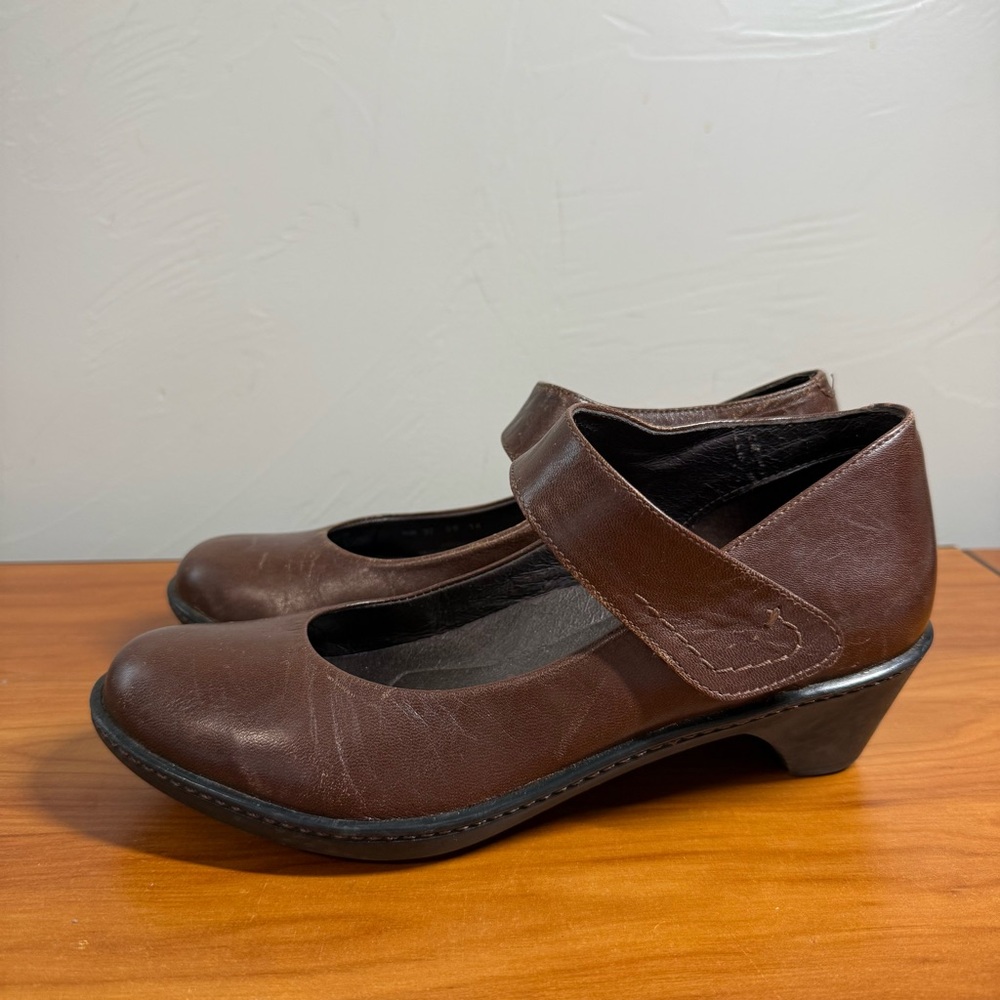 Dansko Bess Mary Jane Dark Brown Heel Leather Round Toe Comfort 37